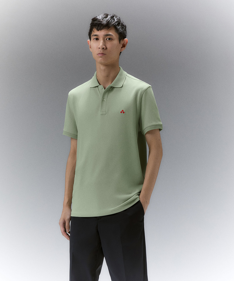Stretch nylon pique polo shirt