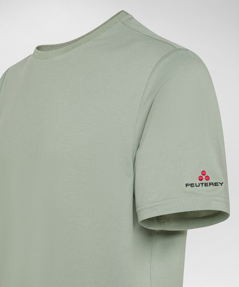 Stretch cotton and silk pique t-shirt