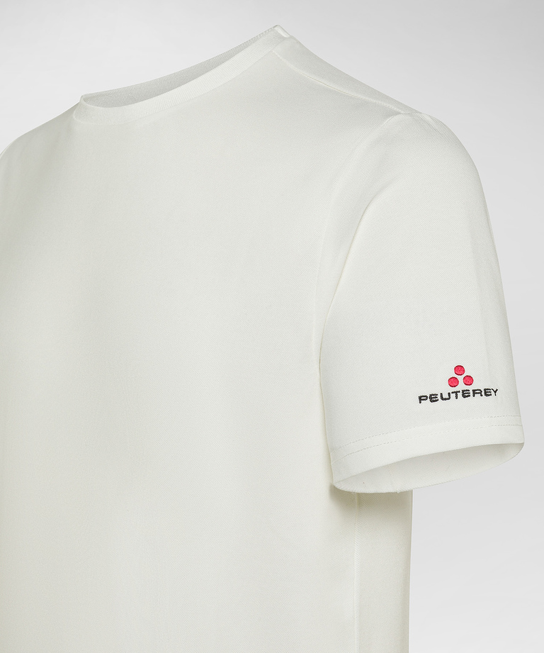 T-Shirt aus Baumwoll-Stretch-Piqué mit Seide