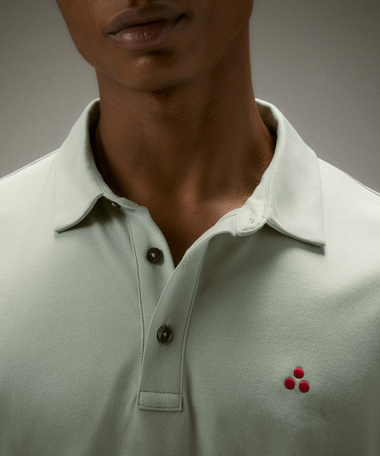 Stretch cotton pique polo shirt