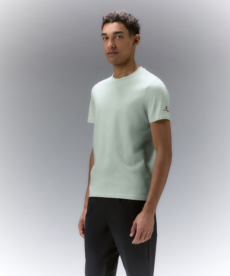 Stretch cotton t-shirt with printed logo