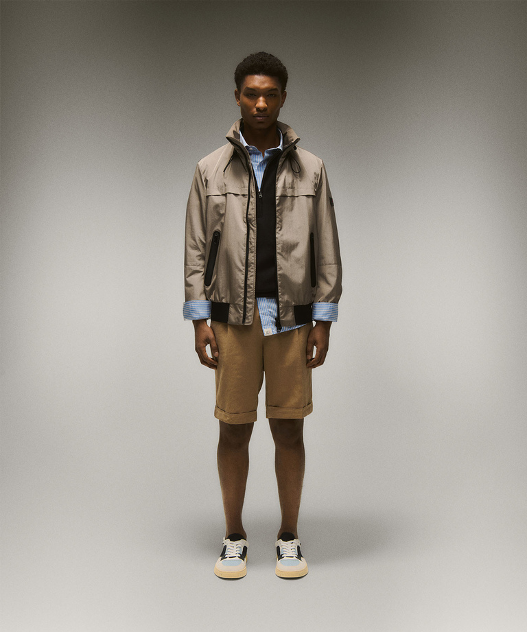 Bomber jacket with removable hood and black details - Windbreakers | Peuterey