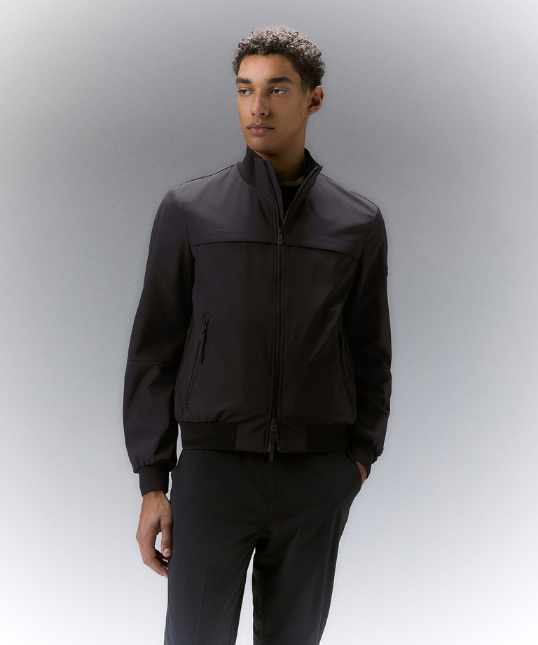 Stretch bomber jacket with contrasting details