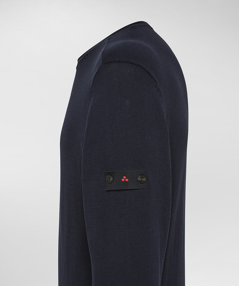 Cotton knit crew-neck sweater