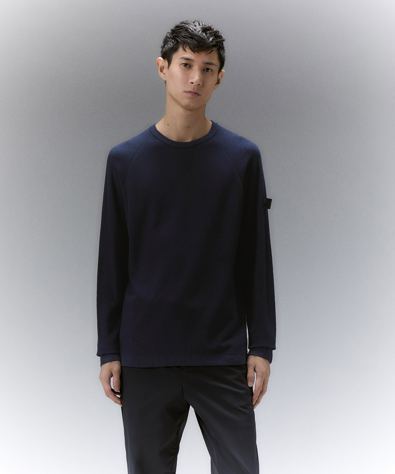 Terry-effect knit long-sleeve sweater
