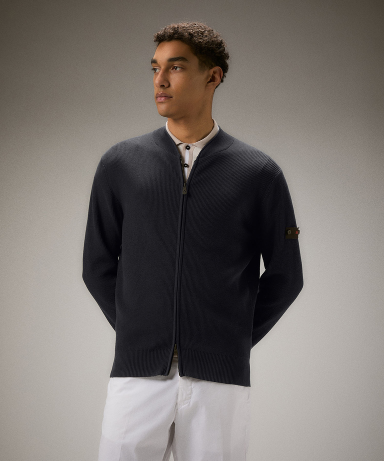 English knit full-zip sweater