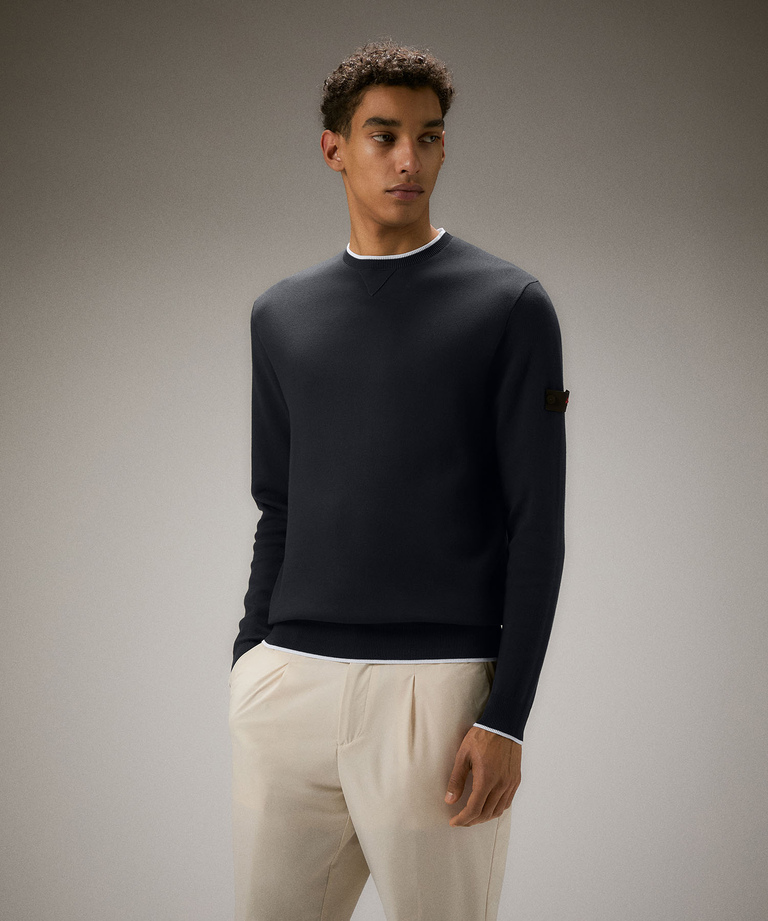 Cotton and nylon blend sweater with fleece effect