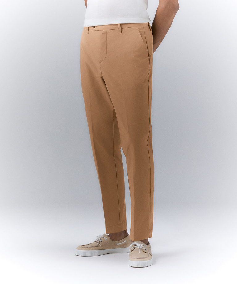 Polyester fabric trousers with essential details