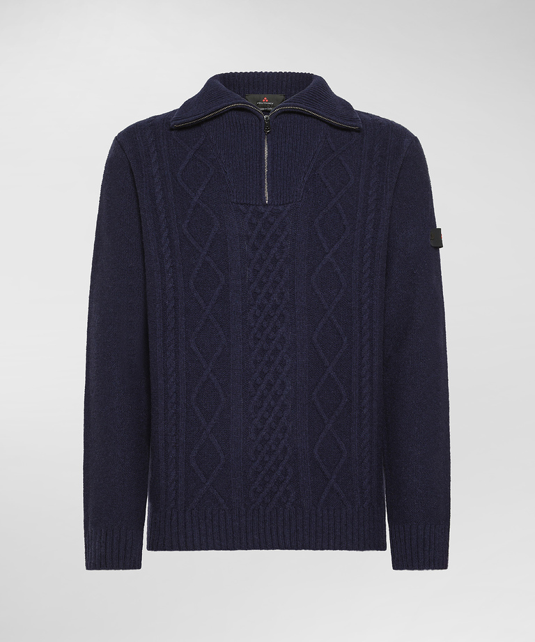 Pullover con zip in lana Shetland - Uomo | Peuterey