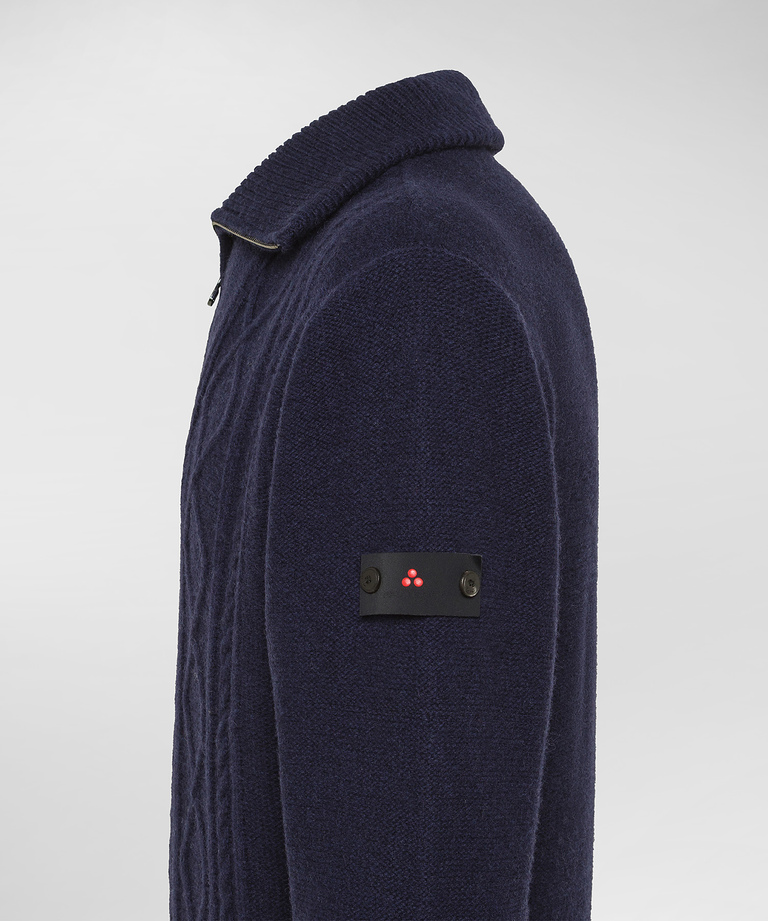 Pullover con zip in lana Shetland