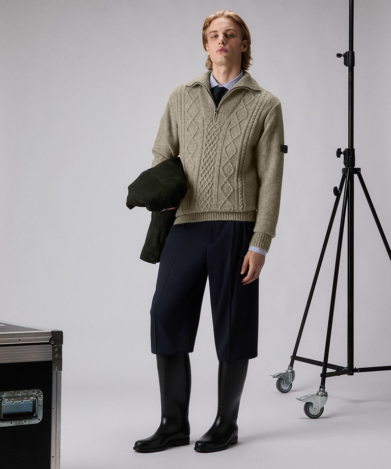 Pullover con zip in lana Shetland - Uomo | Peuterey