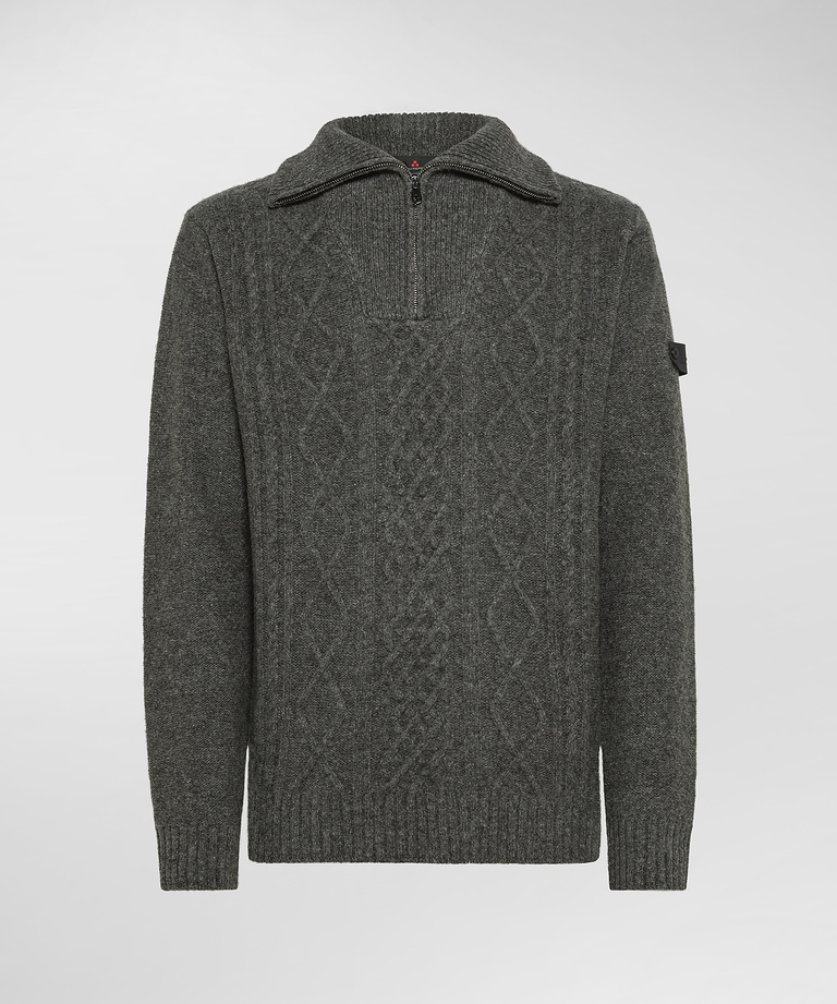 Pullover con zip in lana Shetland - Uomo | Peuterey