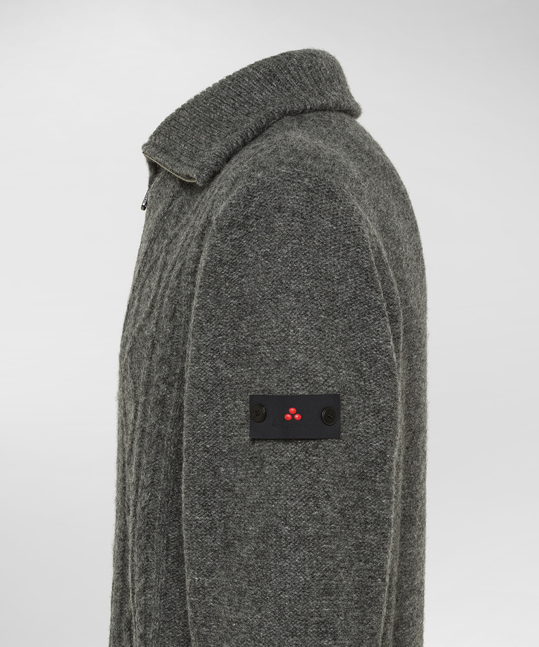 Pullover con zip in lana Shetland