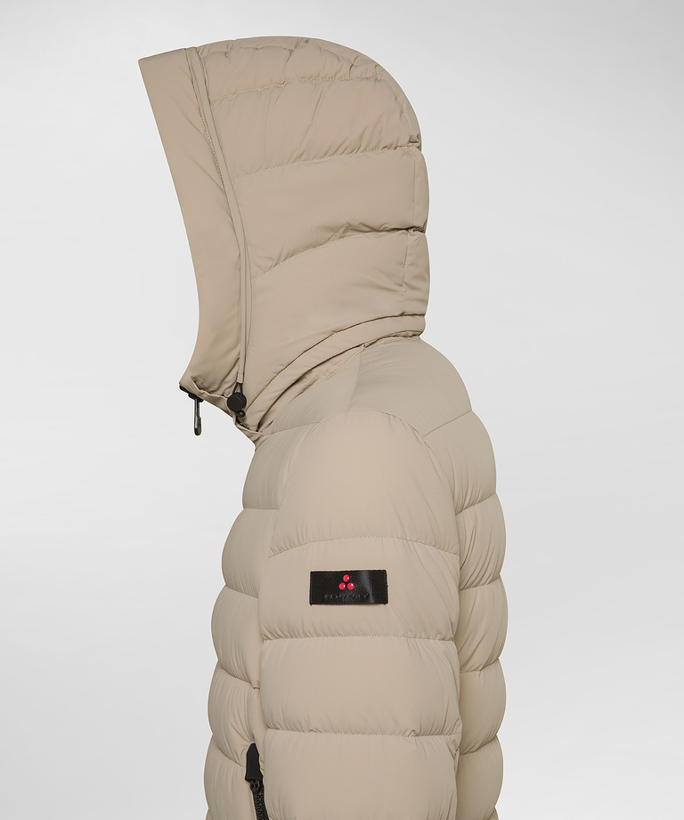 Stretch canvas short down jacket
