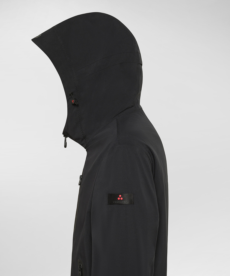 Smooth overcoat with hood