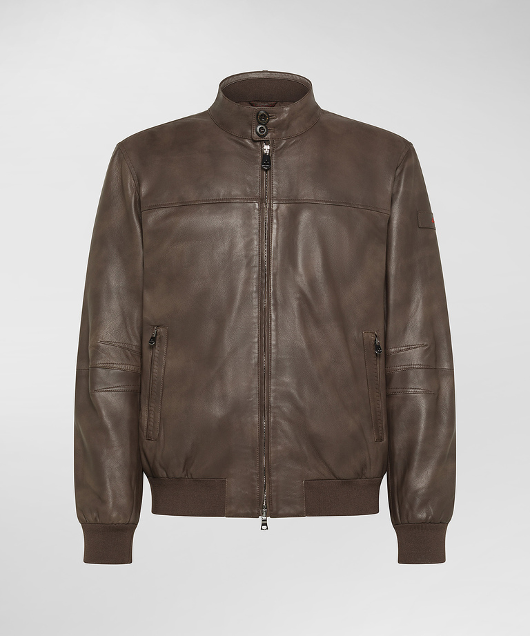 Vintage-effect leather bomber jacket - Men's Preview | Peuterey