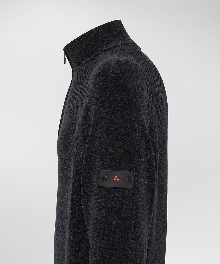 Shaved chenille half-zip sweater