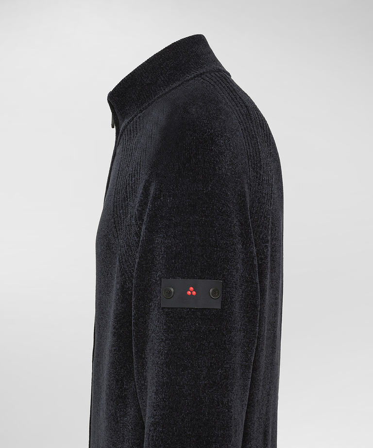 Shaved chenille sweater with zip