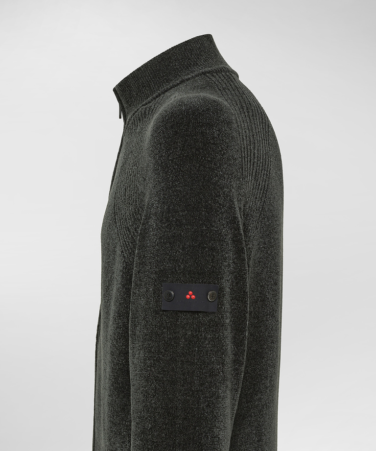 Shaved chenille sweater with zip