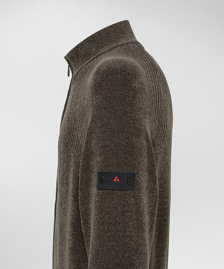Shaved chenille sweater with zip