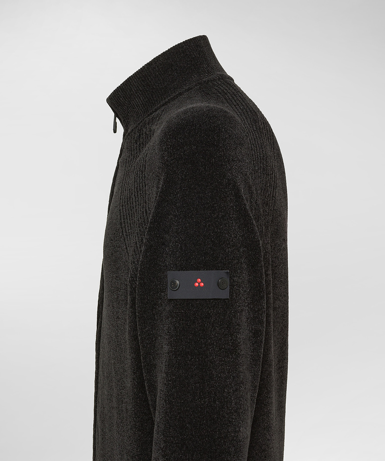 Shaved chenille sweater with zip