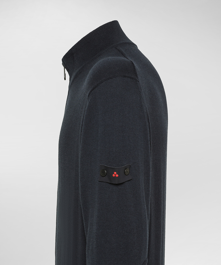 Wool and polyester blend crew-neck sweater