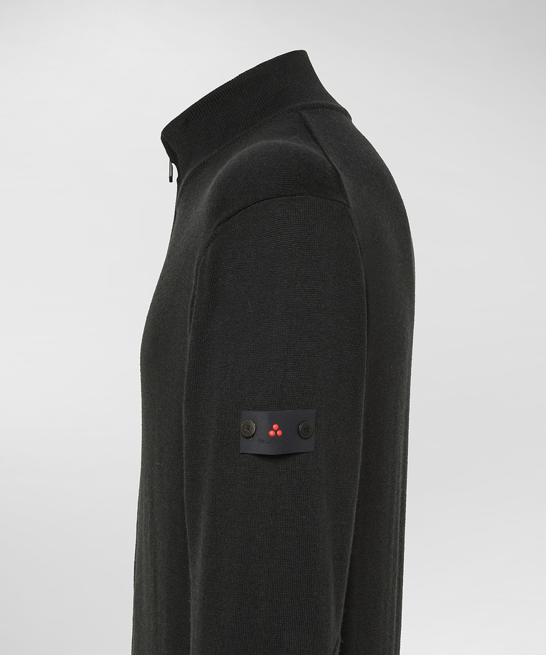 Wool and polyester blend crew-neck sweater