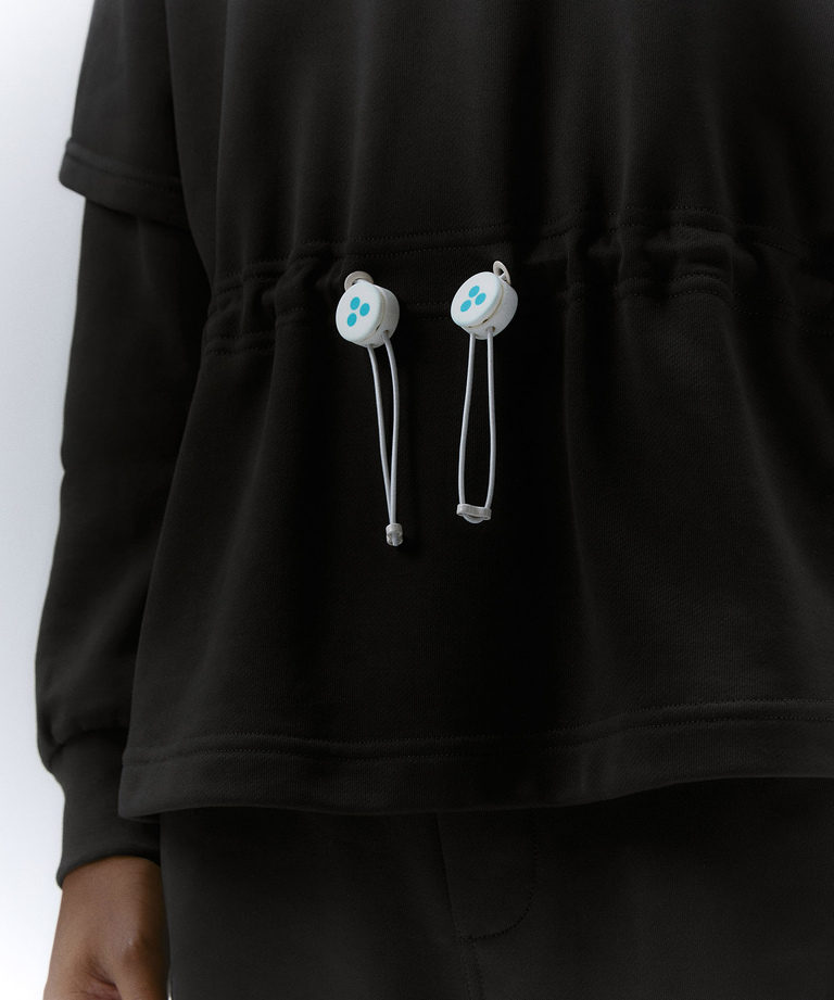 Double sleeve sweatshirt and drawstring waistband