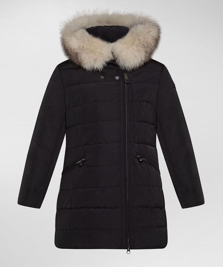 Slim fit down jacket with fur - Kids Outerwear | Peuterey
