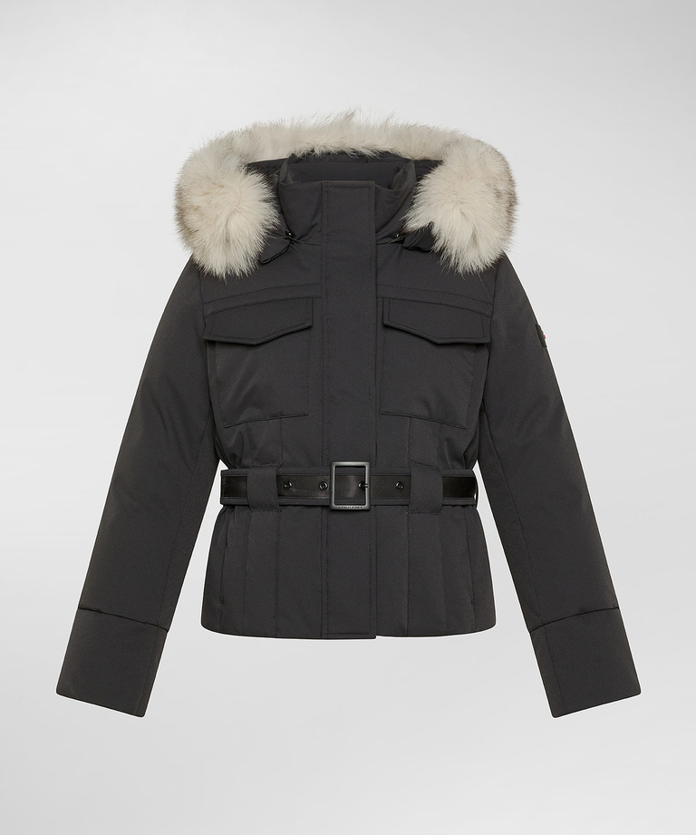 Down jacket with waist belt and fur - Girls & Teens | Peuterey