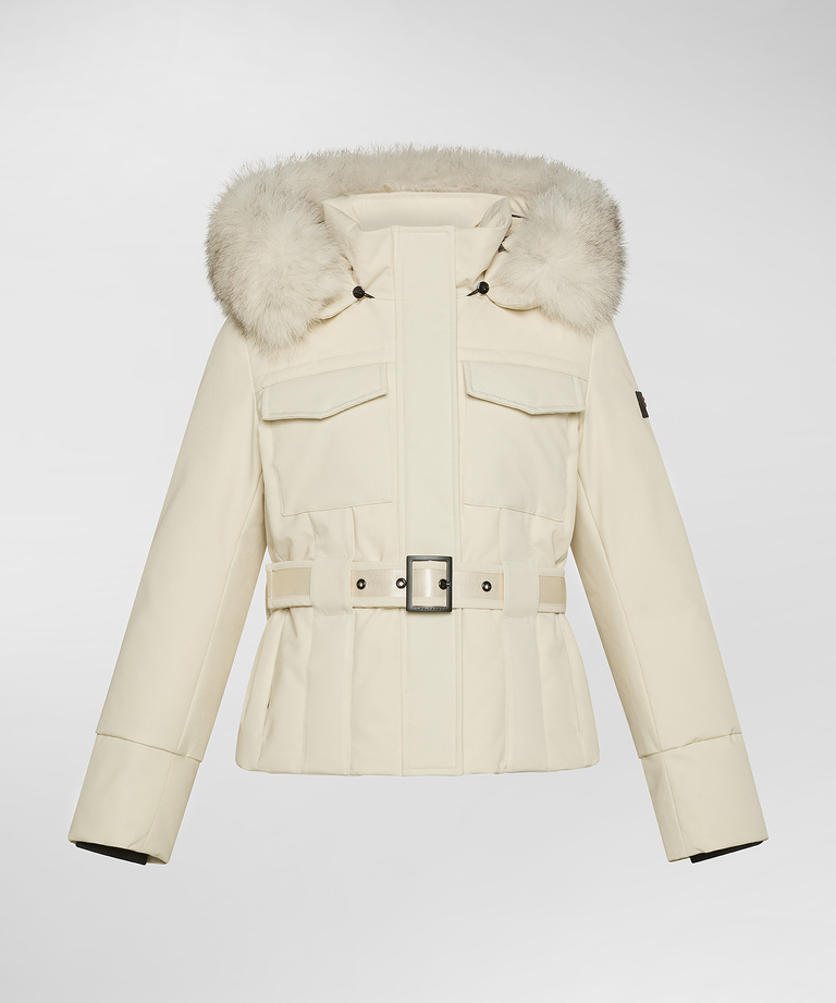 Down jacket with waist belt and fur - Girls & Teens | Peuterey