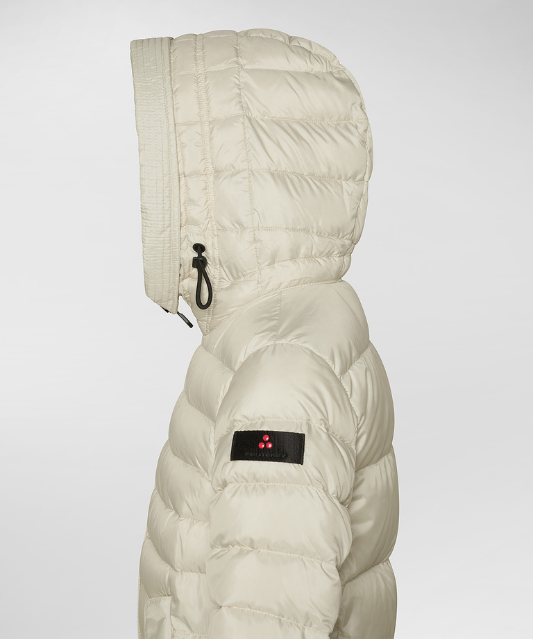 Down jacket with large fur hood