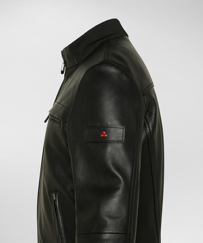 Padded leather biker jacket