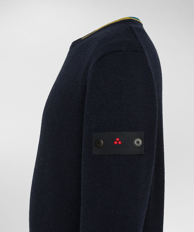 Wool and polyester sweater with coloured details