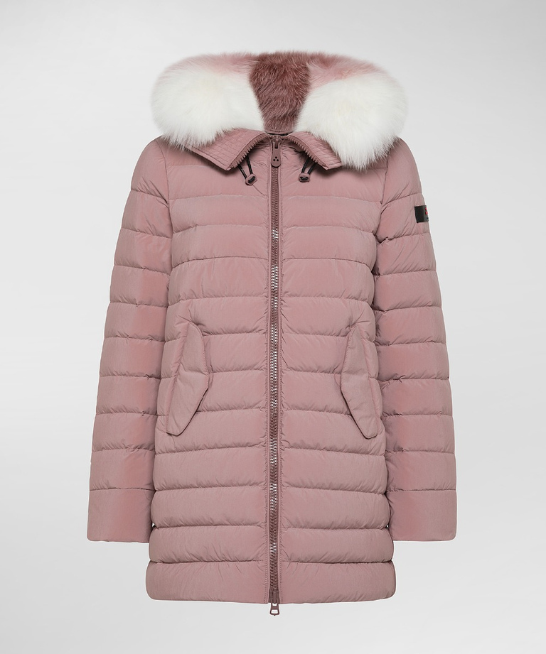 Long down jacket with matching colour fur - Jackets | Peuterey