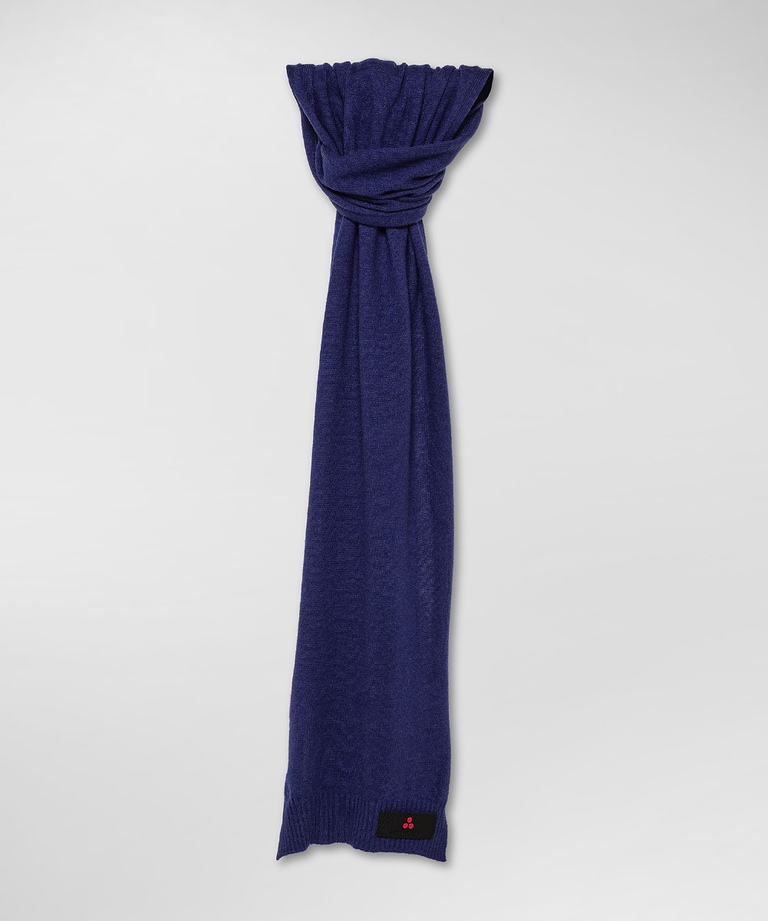 Wool blend knitted scarf with logo-bearing strip - Scarves & Beanies For Women | Peuterey