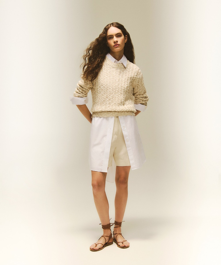 Stranded cotton cable-knit sweater - Sweaters and Sweatshirts | Peuterey