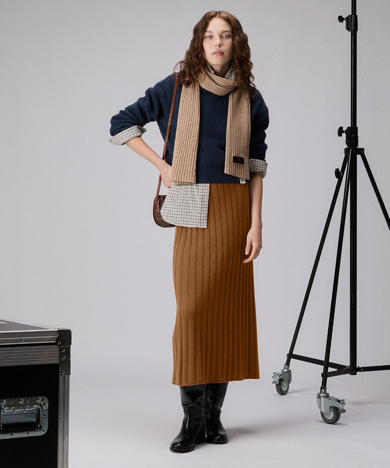 Long ribbed wool skirt - Trousers | Peuterey