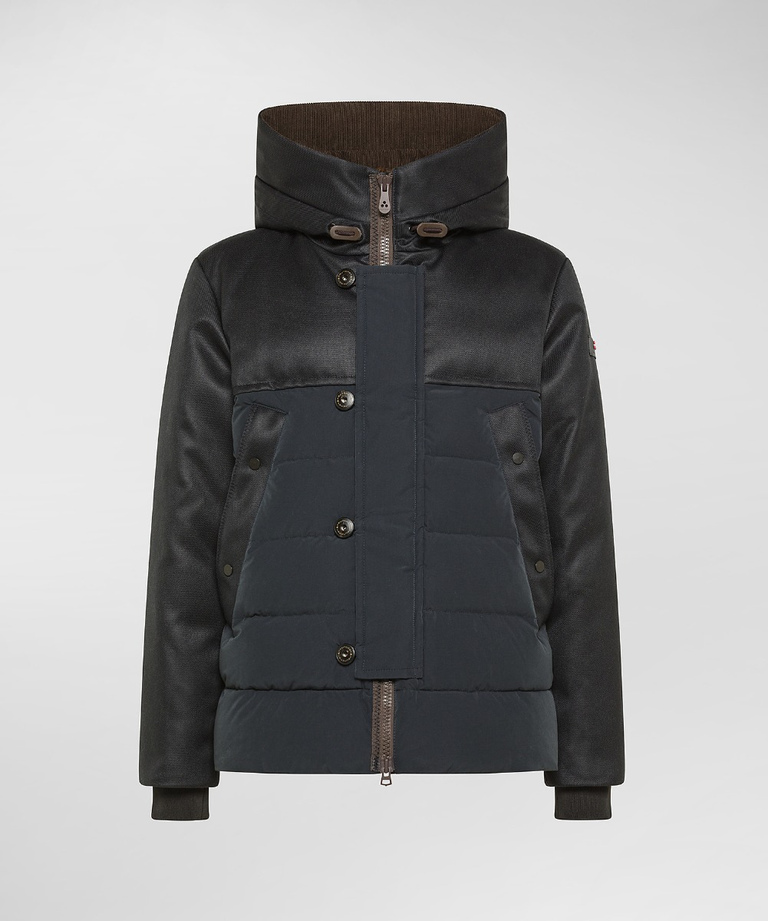 Double-material hooded down jacket with buttons - Men | Peuterey