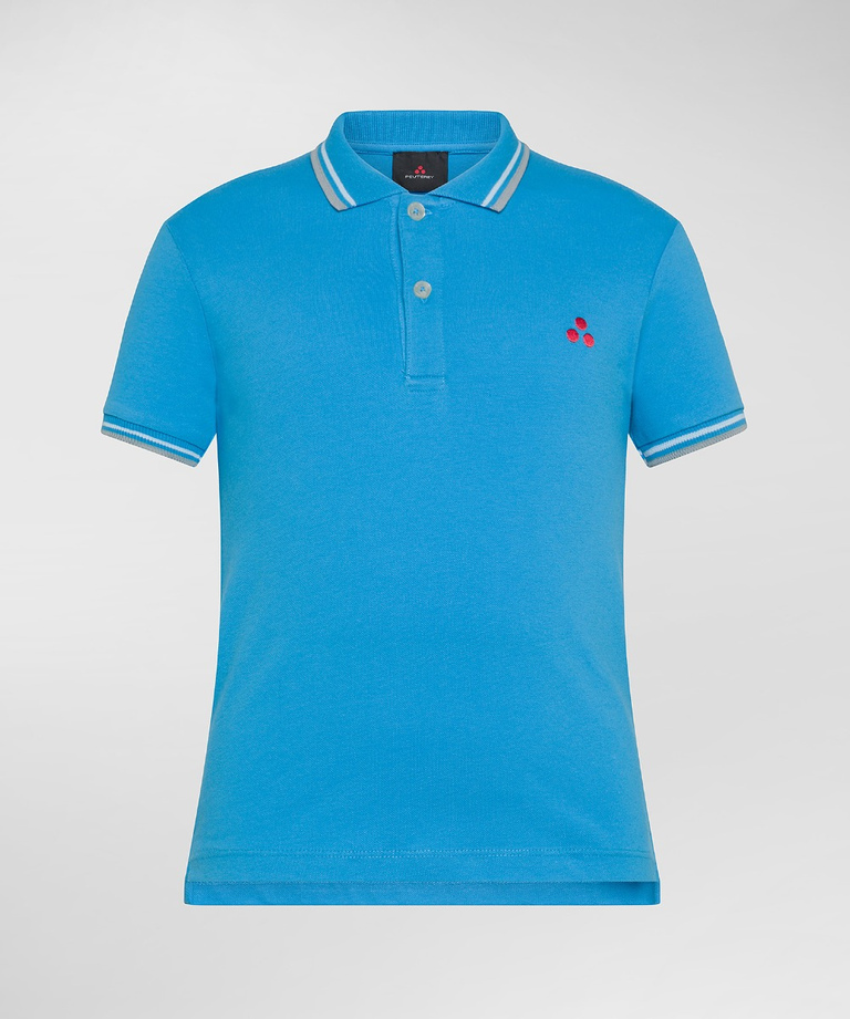 Short-sleeved polo shirt in stretch cotton. - Kids Outerwear | Peuterey