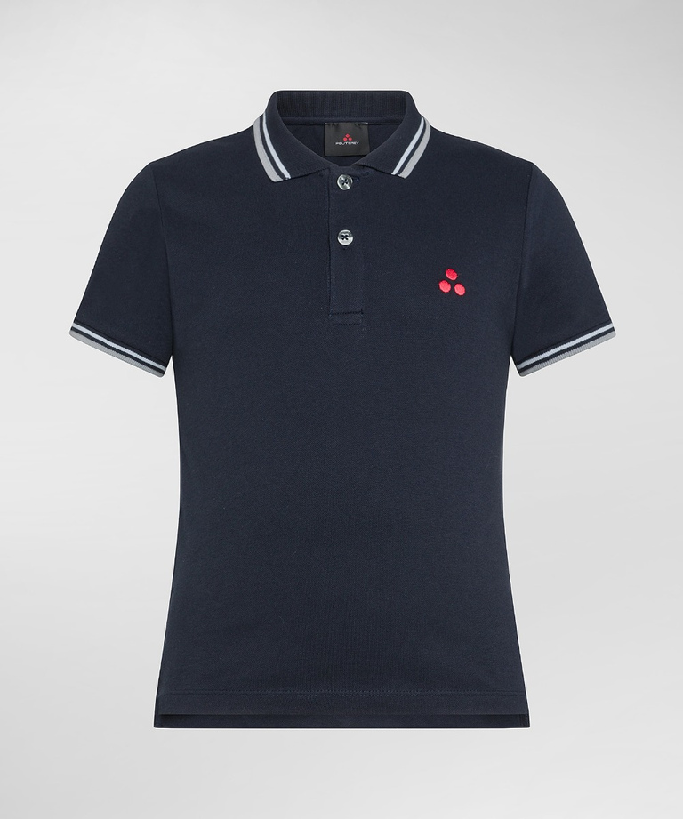Short-sleeved polo shirt in stretch cotton. | Peuterey