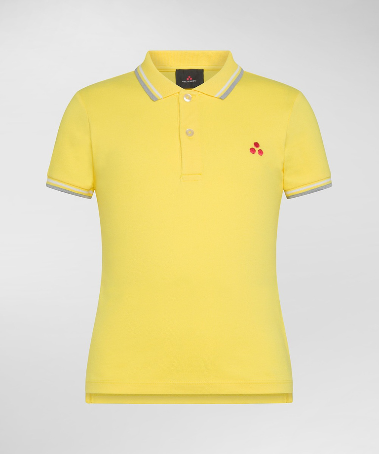 Short-sleeved polo shirt in stretch cotton. - Kids Outerwear | Peuterey