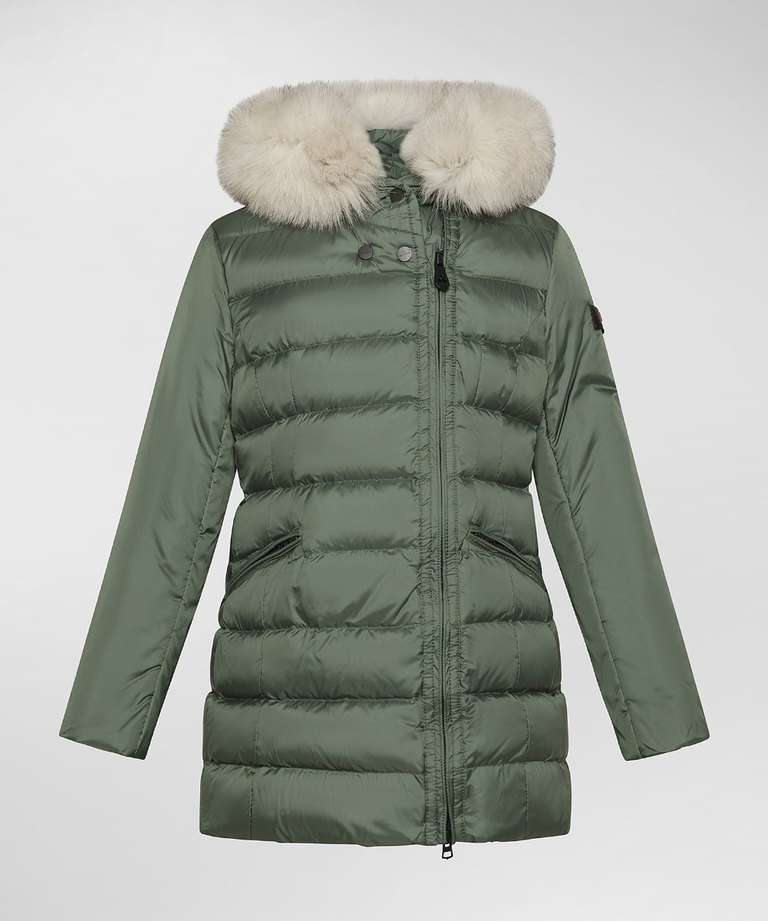 Long quilted down jacket with fur - Kid & Baby Sale | Peuterey