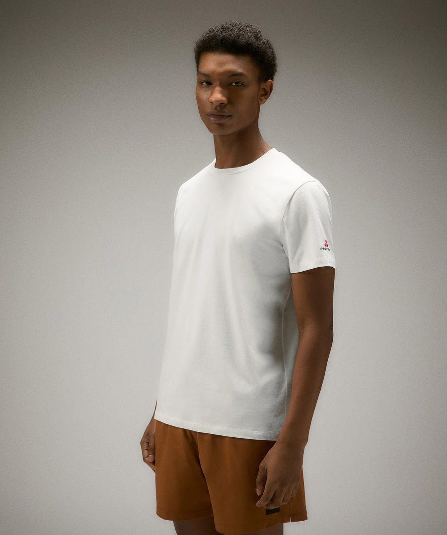 Stretch cotton t-shirt with printed logo - Peuterey