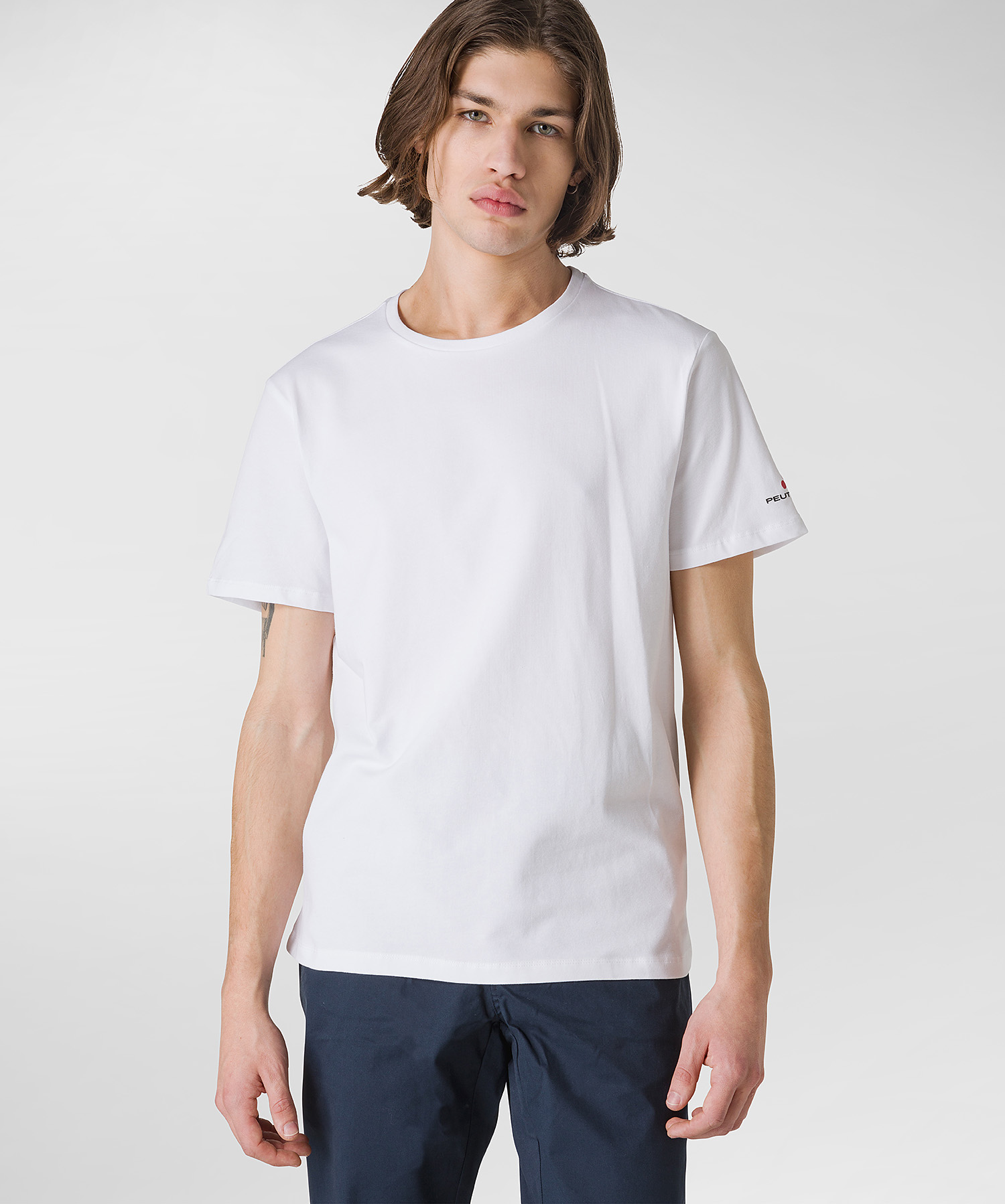 T-shirt con logo stampato sulla manica, colore Bianco | Peuterey