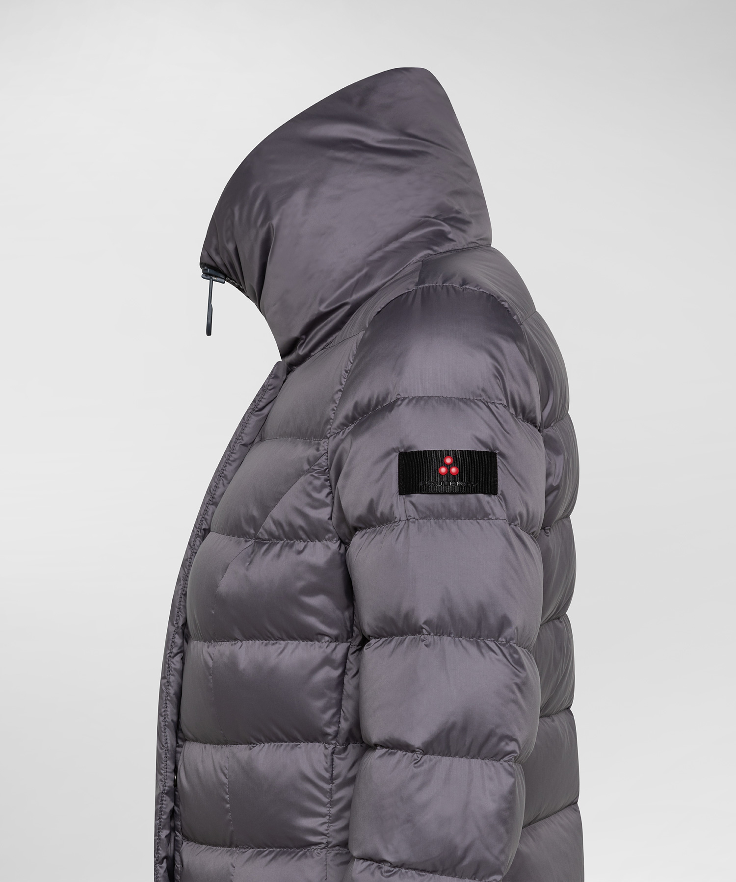Down jacket with high collar for women, grey | Peuterey