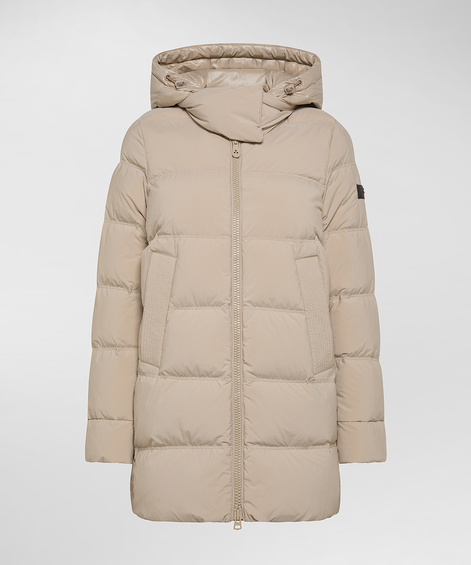 Down jacket with contrasting hood, color Sesame - Sesame