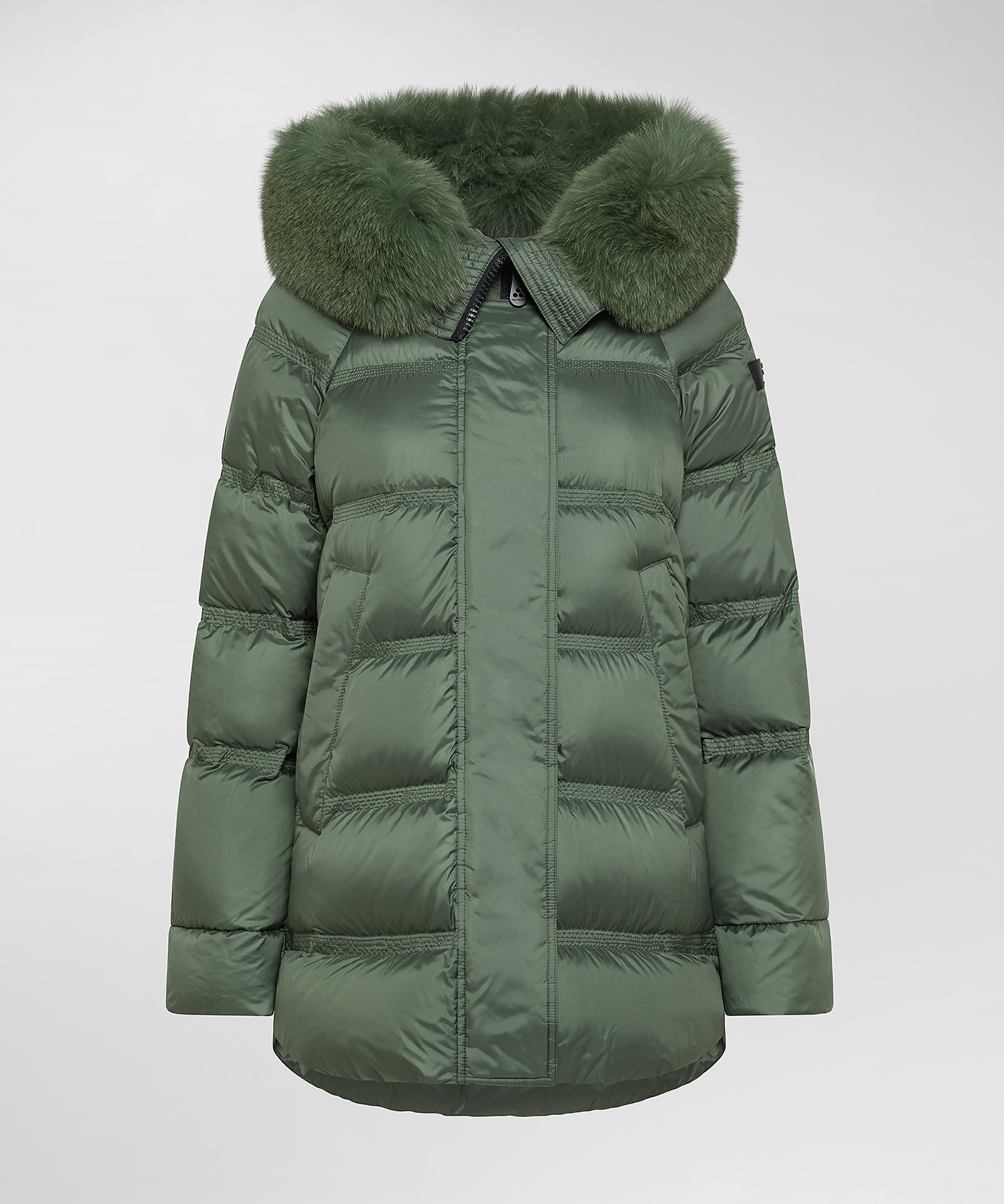 Green puffer jacket with fur hood hotsell