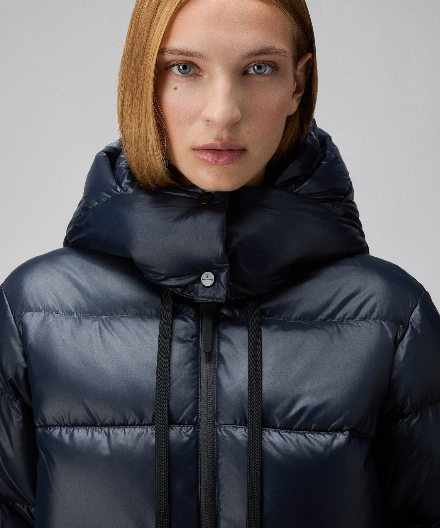 Shiny nylon puffer jacket for women, blue Peuterey