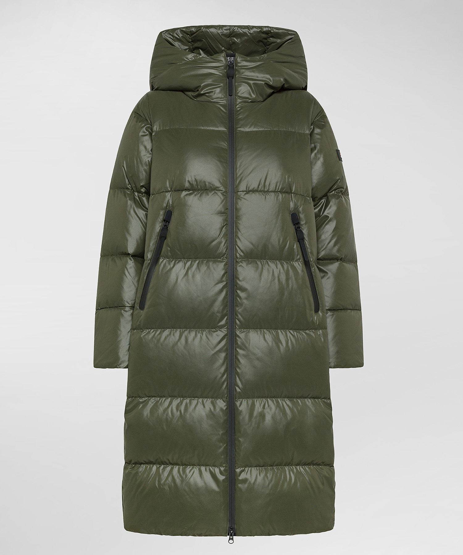 Long shiny nylon down jacket, color Ivy Green | Peuterey